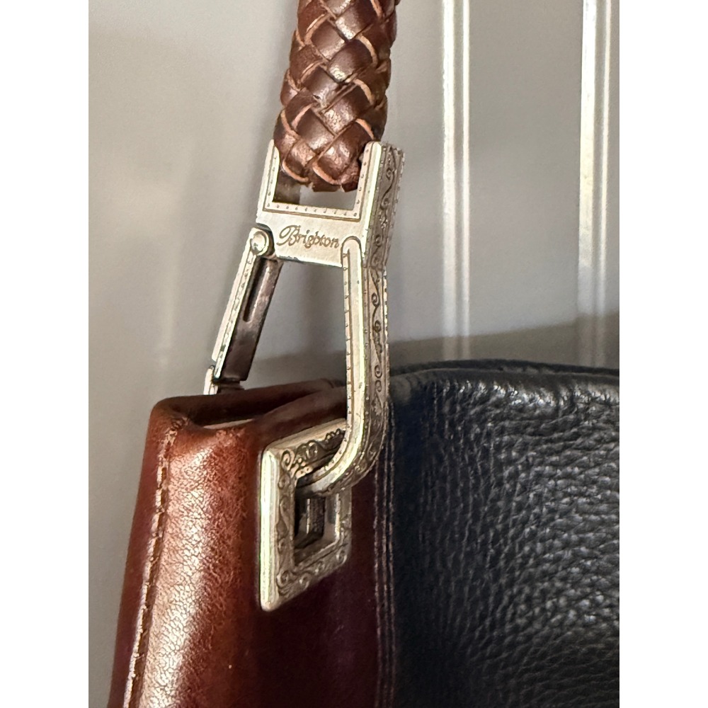 Brighton Vintage Charlotte Pebbled Leather Shoulder Purse, Brown Black,OS - Picture 5 of 10